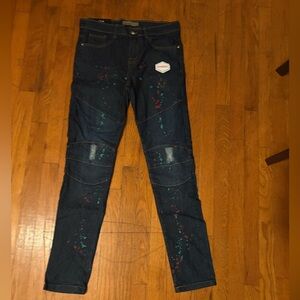 Kids Dark Blue Jeans with Colorful Splatter